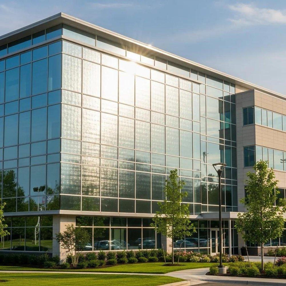 Solar control window film in California helping manage glare through commercial office windows.